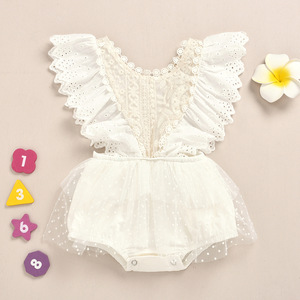 Ropa de Bebé, Mono con Mangas de Trompeta, Bonito Body de Encaje para Niñas M2013 - Product Image 1