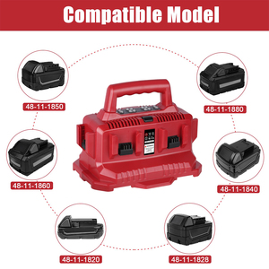 Cargador de Batería Rápido de 6 Puertos y 18 V, Reemplazo para Milwaukee 48-59-1806, Compatible con M18 14.4V-18V, Carga Simultánea de 6 Baterías - Product Image 2
