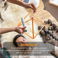 Pyramide Sonore en Cristal Doré Jinfang pour Bain Sonore, Instrument de Guérison, Personnalisation Couleur Brunâtre