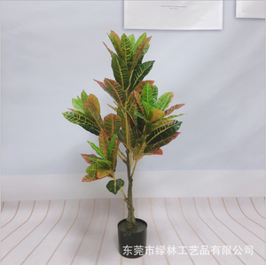 Hojas de Planta Artificial de Croton <span class=keywords><strong>Codiaeum</strong></span> Variegatum de Plástico PU Ecológico JingRui de Alta Calidad, Árbol al por Mayor de 60-180 cm para el Hogar - Product Image 6