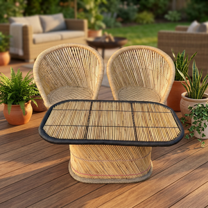 Nouveau modèle de tabouret d'entrée en bois de bambou, design victorien moderne, revêtement en cuir, pour chambre à coucher, appartement, école - Product Image 5