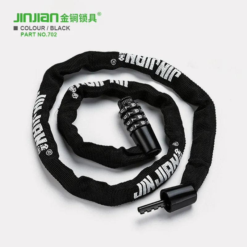 Jinjian 702 cilindri di bloccaggio in lega di zinco antifurto con combinazione di Password a 4 cifre serratura a catena per bicicletta
