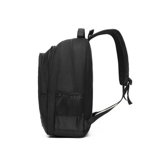 Laptop <b>Backpack</b> Large Capacity Men's Casual Travel Business Bag <b>With</b> Laptop <b>Compartment</b> Shoulder Straps Solid Color Black - Product Image 1