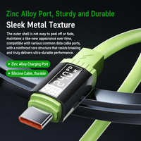 Câble USB C 240W PD à charge rapide avec affichage numérique pour CarPlay, voiture, téléphone, tablette, ordinateur portable, voyage, cordon en silicone