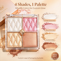 Palet Bedak Padat Highlighter Logo Kustom Pesanan Kecil Pigmentasi Tinggi Berkilau Wajah Bercahaya Tahan Air Tahan Lama Kosmetik Vegan