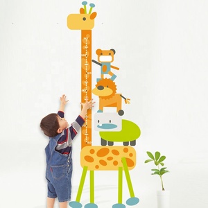 Commercio all'ingrosso bambini PVC misurazione di altezza decalcomanie murali Cartoon giraffa forma di bambino grafico di crescita carino giraffa adesivo da <span class=keywords><strong>parete</strong></span> - Product Image 1
