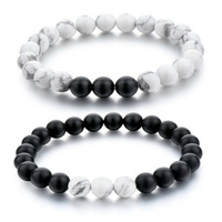 Perle de pierre naturelle lave oeil de tigre guérison perlé amour lien toucher longue distance couple bracelet ensemble bijoux de mode
