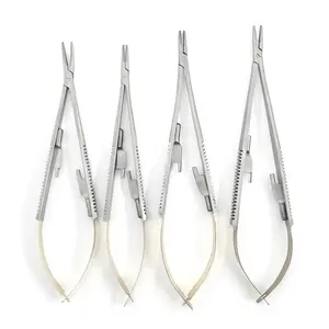 Porte-aiguilles Castroviejo droits/incurvés avec aiguille de verrouillage tenant 14cm/16cm Instruments de microchirurgie dentaire