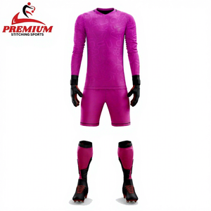 Maillot de gardien de but de football à manches courtes, respirant, 100% polyester, personnalisable, OEM, vente en gros, ensembles d'uniformes de football - Product Image 1