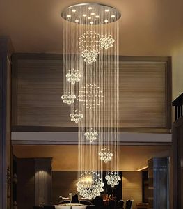 现代豪华发光二极管旋转楼梯灯水晶吊灯复式建筑客厅大堂大型吊灯 - Product Image 6