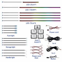 Kit d'éclairage d'ambiance automobile Trontech 18-en-1 à double zone, bande LED RGB en acrylique, contrôle par application, 16 millions de couleurs, universel, CE ROHS
