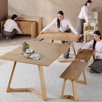 Ensemble de table à manger ronde transformable et pratique, solution de salle à manger extensible conçue pour une utilisation pratique