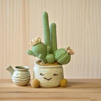 Kit de Crochet DIY Cactus Fait Main avec Pot à Visage Mignon - Ensemble de Bricolage Plante Succulente - Décoration Unique pour la Maison - Cadeau pour les Amateurs de Plantes