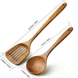 Juego de utensilios de cocina de madera de Acacia, espátula de cuchara de madera, Juego de 3 piezas - Product Image 4