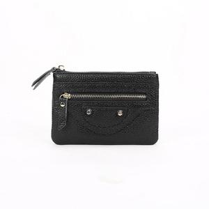 Custom Women's Genuine Cow Leather Coin Wallet with Rivets Portable Mini Coin <b>Purse</b> with Zipper Closure Factory ODM - Product Image 4