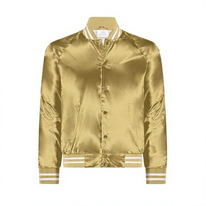 Veste universitaire dorée pour homme, décontractée, couleur unie, doublure en polyester satiné, col rabattu, coupe classique, pour l'automne - Product Image 5