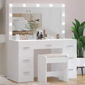 Современный 7 ящиков светодиодный столик для макияжа туалетный столик для женщин, девочек