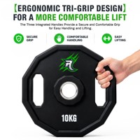 Disque de poids pour haltères de qualité supérieure, à 12 facettes, avec 2 poignées, durable, avec insert en acier, pour l'entraînement en salle de sport commerciale