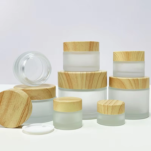 Tarro de cristal esmerilado ámbar con tapa de bambú 200ml 150ml 100ml 50ml 30ml 15ml, frascos cosméticos de vidrio marrón con tapa de bambú para mantequilla corporal - Product Image 6