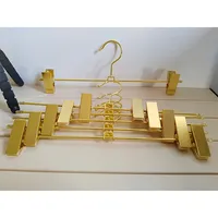 Vente en gros de cintres pour jupes et pantalons en métal doré avec clips cintres pour pantalons en jean pour adultes