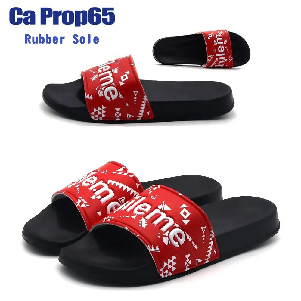 CA65 rubber luxury custom shoes men slides, slip on PU footwear shoes men's luxury slippers unisex with logo