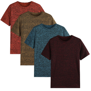 เสื้อยืดคอกลมแขนสั้นผู้ชายสไตล์ลำลอง ผ้าถัก สีพื้น ทรงปกติ ย้อมสีเรียบ - Product Image 1