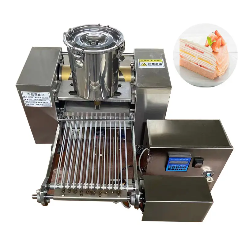 Mesin krep otomatis gulungan telur papan kulit pancake Ulang Tahun ribu lapisan krep kue durian mesin pembuat roti