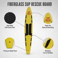 Planche de sauvetage en fibre de verre 320 cm pour sauveteurs, avec 10 poignées et coussinet de traction en EVA, jaune, pour le sauvetage aquatique
