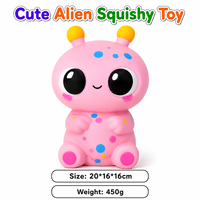 Jouet Squishy Alien Rose Mignon en Gros, Poupée de Dessin Animé à Deux Antennes et Grands Yeux, Jouet Sensoriel Anti-Stress à Presser