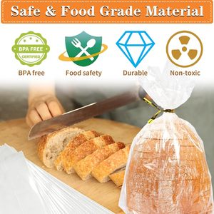 Clear Bread Bags 30Pcs With 50Pcs Ties For Loaf <b>Storage</b> <b>Kitchen</b> Freshness Preservation Food Grade Material - Product Image 3