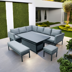 Tất cả thời tiết đồ nội thất sân vườn mây sofa Set với Bàn cà phê Ottoman cho ngoài trời và PE wicker đi văng với đệm dày màu be - Product Image 2