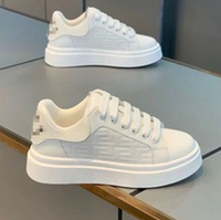 Chaussures blanches classiques pour hommes, bout rond, style gâteau éponge, tendance mode campus, chaussures polyvalentes