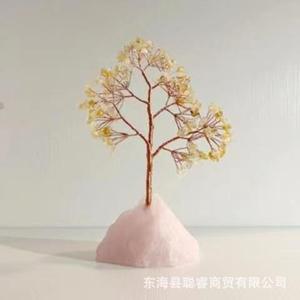 ต้นไม้เงินฐานโรสควอตซ์ คริสตัลธรรมชาติ งานแฮนด์เมด ของตกแต่งโต๊ะทำงาน ของตกแต่งห้องนั่งเล่น - Product Image 2