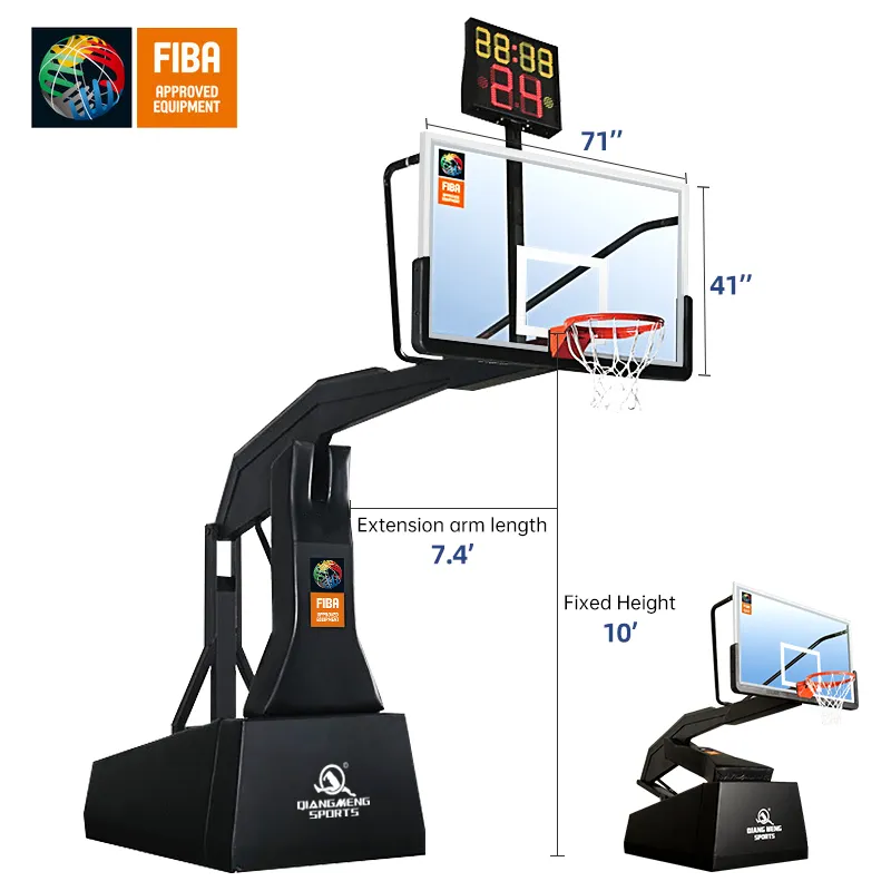 Professional Manufacturer Manual Hydraulic Collapsible Portable Fiba Basketball Hoop Stand 10 Feet