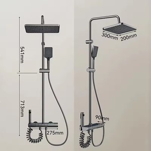 Set Doccia con Display Digitale LED e Piattaforma Portaoggetti, 4 Funzioni, Sistema Doccia a Pioggia Termostatico con Tasti a Pianoforte - Product Image 5