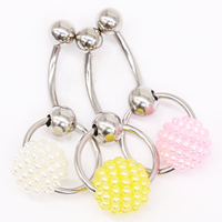 Gaby 316L bijoux de Piercing de corps de organes génitboule de perle rose Dangle VCH clitoris anneau de clitoris anneau de nombril
