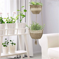 Paniers suspendus Jardinière à 2 niveaux pour plantes d'intérieur Paniers de pots de fleurs suspendus pour le stockage