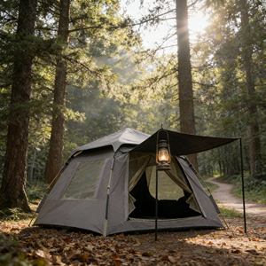 Tente de camping ultralégère trois-en-un quatre saisons en Oxford 210D imperméable, double couche, une chambre, un salon, structure en fibre de verre - Product Image 1