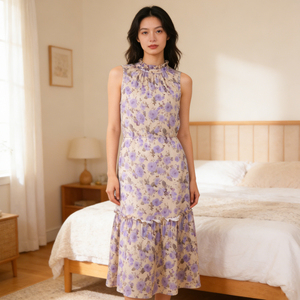 Ventes directes d'usine à bas prix de robes en coton de soie de 16 mm personnalisées avec des motifs floraux de style campagnard - Product Image 1