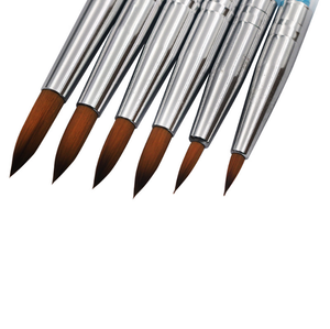 Lot de 6 pinceaux à ongles en acrylique avec manche en strass bleus, taille 2, pour détails, sculpture de poudre, manucure en salon - Product Image 4