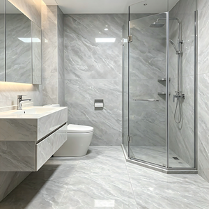 Carrelage mural en céramique gris mat 30x60 cm, effet béton, design à grain continu, pour revêtement mural - Product Image 2