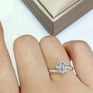 Anillo de Diamante Cultivado en Laboratorio de 1 Quilate con Certificado IGI de Lujo, Anillo de Compromiso de Oro Amarillo Sólido de 14K/18K con Banda Trenzada para Mujer - Product Image 6
