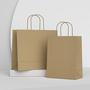 Sac fourre-tout en papier kraft classique, durable, uni, avec poignée en corde de coton, grande capacité, pour emporter et emballer des cadeaux - Product Image 1