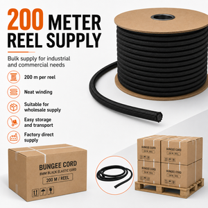 Rubber Elastic Rope 8mm With Hook Polyester PP For Camping Tent High Strength 80kgs Training Bungee Cord Suppliers - Product Image 4