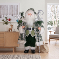 Décorations de Noël en forme de sapin de Noël de 36 pouces, motif pied-de-poule argenté, pour boutique Coastal Green