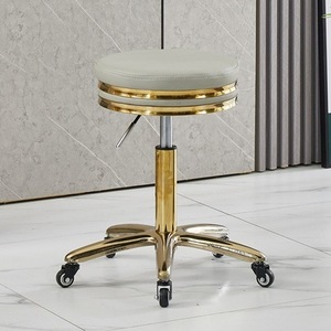 Taburete de belleza moderno <span class=keywords><strong>Silla</strong></span> de peluquería Peluquería Salón de uñas Taburete de peluquero redondo ajustable giratorio <span class=keywords><strong>con</strong></span> ruedas - Product Image 5