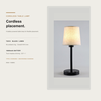 Lampe de bureau LED personnalisée en laiton avec abat-jour en tissu, port USB, variateur tactile, fonctionnant sur piles, pour la décoration de chambre d'hôtel