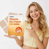 Patch transdermique de vitamine B12 OEM en gros, 30x30mm, absorbable par la peau, supplément vitaminique pour les soins quotidiens du corps