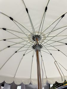 Parasol de plage personnalisé commercial pour hôtel café perche en <span class=keywords><strong>bois</strong></span> imperméable parasol cadre en aluminium polyester promotionnel option bon marché - Product Image 2