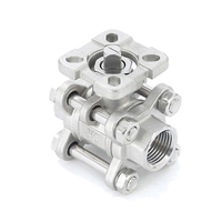 Robinet à bille manuel en acier inoxydable à filetage femelle, 3 pièces, matériaux SS304/SS316, OEM disponible